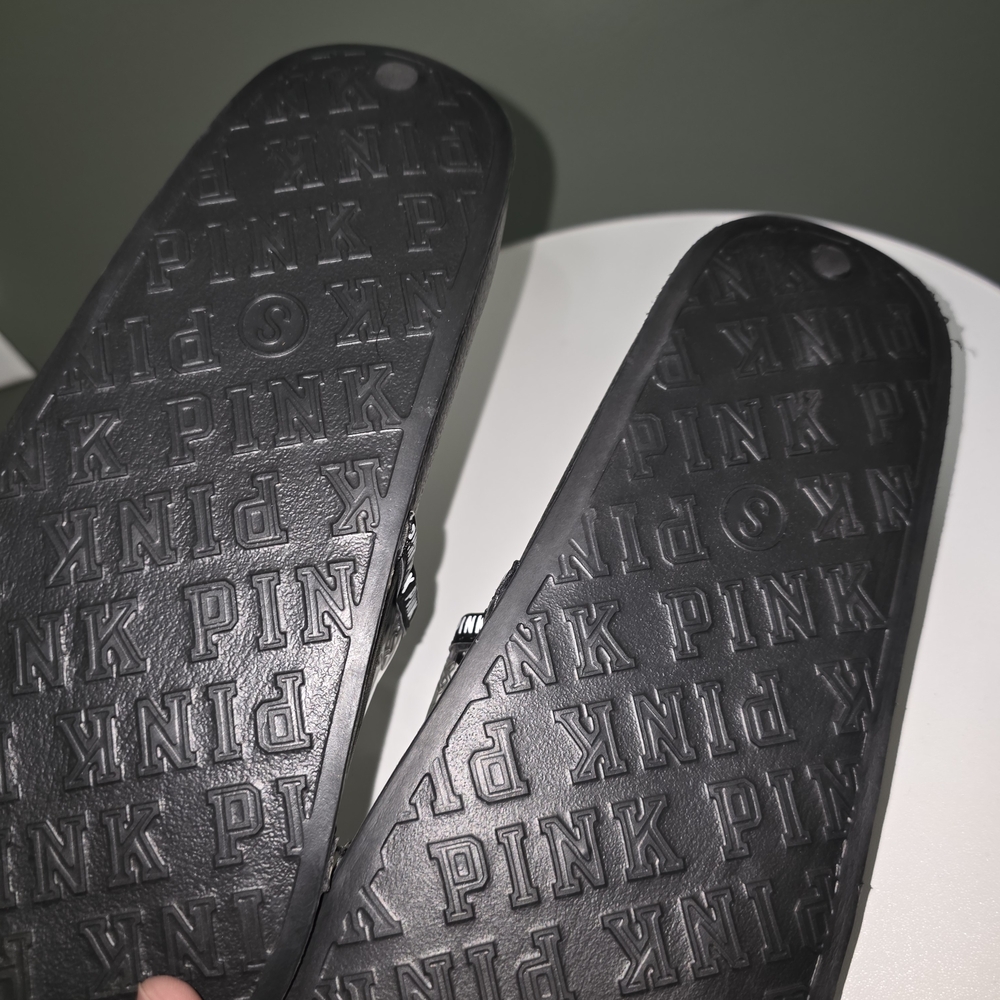PINK Victoria's Secret Black And Clear Slides - Picture 2 of 2